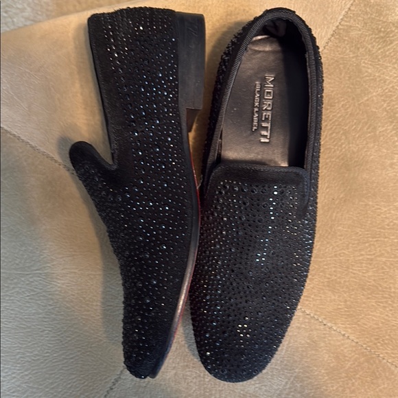 NasonMoretti Black Loafers Slip-On Shoes with Sparkle - Picture 3 of 4